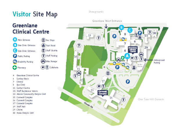A map of greenlane clinical centre